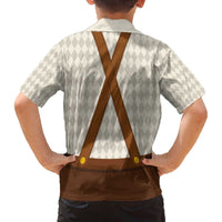 Traditional German Costume - Lederhosen and Soft Pretzel Family Matching Off The Shoulder Long Sleeve Dress and Hawaiian Shirt Old Vintage Bavarian Pattern