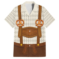 Traditional German Costume - Lederhosen and Soft Pretzel Family Matching Off The Shoulder Long Sleeve Dress and Hawaiian Shirt Old Vintage Bavarian Pattern