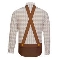 Traditional German Costume - Lederhosen and Soft Pretzel Family Matching Off The Shoulder Long Sleeve Dress and Hawaiian Shirt Old Vintage Bavarian Pattern