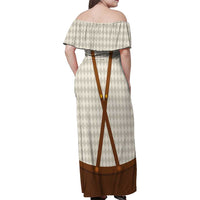 Traditional German Costume - Lederhosen and Soft Pretzel Family Matching Off Shoulder Maxi Dress and Hawaiian Shirt Old Vintage Bavarian Pattern