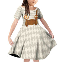 Traditional German Costume - Lederhosen and Soft Pretzel Family Matching Off Shoulder Short Dress and Hawaiian Shirt Old Vintage Bavarian Pattern