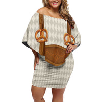 Traditional German Costume - Lederhosen and Soft Pretzel Family Matching Off Shoulder Short Dress and Hawaiian Shirt Old Vintage Bavarian Pattern