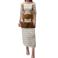 Traditional German Costume - Lederhosen and Soft Pretzel Family Matching Puletasi and Hawaiian Shirt Old Vintage Bavarian Pattern