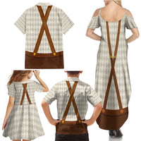 Traditional German Costume - Lederhosen and Soft Pretzel Family Matching Summer Maxi Dress and Hawaiian Shirt Old Vintage Bavarian Pattern
