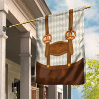 Traditional German Costume - Lederhosen and Soft Pretzel Garden Flag Old Vintage Bavarian Pattern