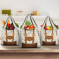 Traditional German Costume - Lederhosen and Soft Pretzel Grocery Bag Old Vintage Bavarian Pattern