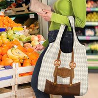 Traditional German Costume - Lederhosen and Soft Pretzel Grocery Bag Old Vintage Bavarian Pattern
