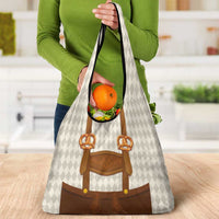 Traditional German Costume - Lederhosen and Soft Pretzel Grocery Bag Old Vintage Bavarian Pattern