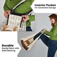 Traditional German Costume - Lederhosen and Soft Pretzel Grocery Bag Old Vintage Bavarian Pattern