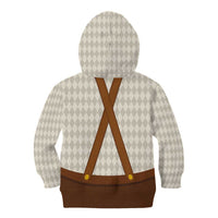 Traditional German Costume - Lederhosen and Soft Pretzel Kid Hoodie Old Vintage Bavarian Pattern