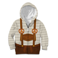 Traditional German Costume - Lederhosen and Soft Pretzel Kid Hoodie Old Vintage Bavarian Pattern