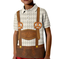 Traditional German Costume - Lederhosen and Soft Pretzel Kid Polo Shirt Old Vintage Bavarian Pattern