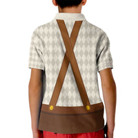 Traditional German Costume - Lederhosen and Soft Pretzel Kid Polo Shirt Old Vintage Bavarian Pattern