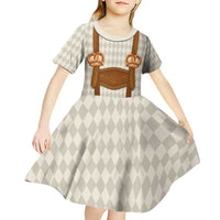 Traditional German Costume - Lederhosen and Soft Pretzel Kid Short Sleeve Dress Old Vintage Bavarian Pattern