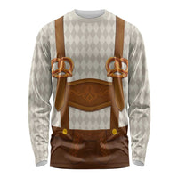 Traditional German Costume - Lederhosen and Soft Pretzel Long Sleeve Shirt Old Vintage Bavarian Pattern