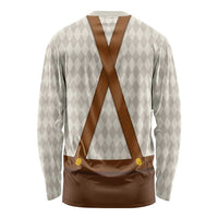 Traditional German Costume - Lederhosen and Soft Pretzel Long Sleeve Shirt Old Vintage Bavarian Pattern