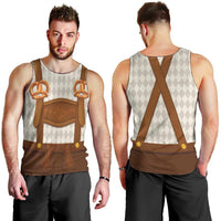 Traditional German Costume - Lederhosen and Soft Pretzel Men Tank Top Old Vintage Bavarian Pattern