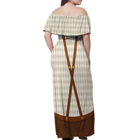 Traditional German Costume - Lederhosen and Soft Pretzel Off Shoulder Maxi Dress Old Vintage Bavarian Pattern