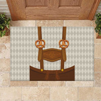 Traditional German Costume - Lederhosen and Soft Pretzel Rubber Doormat Old Vintage Bavarian Pattern