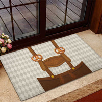 Traditional German Costume - Lederhosen and Soft Pretzel Rubber Doormat Old Vintage Bavarian Pattern