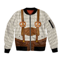 Traditional German Costume - Lederhosen and Soft Pretzel Sleeve Zip Bomber Jacket Old Vintage Bavarian Pattern