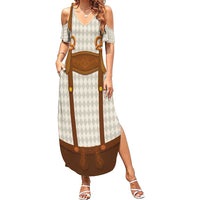 Traditional German Costume - Lederhosen and Soft Pretzel Summer Maxi Dress Old Vintage Bavarian Pattern