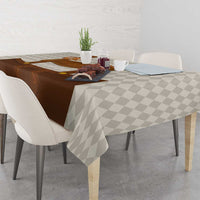 Traditional German Costume - Lederhosen and Soft Pretzel Tablecloth Old Vintage Bavarian Pattern