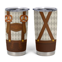 Traditional German Costume - Lederhosen and Soft Pretzel Tumbler Cup Old Vintage Bavarian Pattern