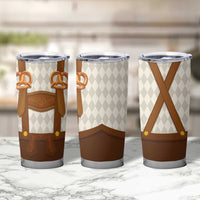 Traditional German Costume - Lederhosen and Soft Pretzel Tumbler Cup Old Vintage Bavarian Pattern