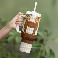 Traditional German Costume - Lederhosen and Soft Pretzel Tumbler With Handle Old Vintage Bavarian Pattern