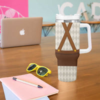 Traditional German Costume - Lederhosen and Soft Pretzel Tumbler With Handle Old Vintage Bavarian Pattern