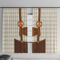 Traditional German Costume - Lederhosen and Soft Pretzel Window Curtain Old Vintage Bavarian Pattern