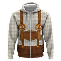 Traditional German Costume - Lederhosen and Soft Pretzel Zip Hoodie Old Vintage Bavarian Pattern