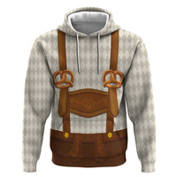 Traditional German Costume - Lederhosen and Soft Pretzel Zip Hoodie Old Vintage Bavarian Pattern