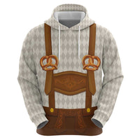 Traditional German Costume - Lederhosen and Soft Pretzel Zip Hoodie Old Vintage Bavarian Pattern
