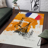 Bastille Day Area Rug France Typography Art Grunge Style