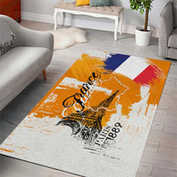 Bastille Day Area Rug France Typography Art Grunge Style