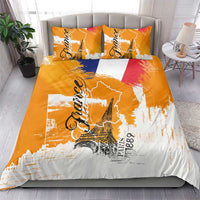 Bastille Day Bedding Set France Typography Art Grunge Style