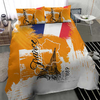 Bastille Day Bedding Set France Typography Art Grunge Style