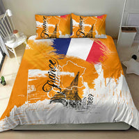 Bastille Day Bedding Set France Typography Art Grunge Style