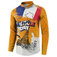 Bastille Day Button Sweatshirt France Typography Art Grunge Style