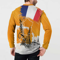 Bastille Day Button Sweatshirt France Typography Art Grunge Style