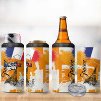 Bastille Day 4 in 1 Can Cooler Tumbler France Typography Art Grunge Style