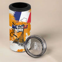 Bastille Day 4 in 1 Can Cooler Tumbler France Typography Art Grunge Style