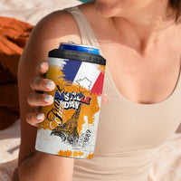 Bastille Day 4 in 1 Can Cooler Tumbler France Typography Art Grunge Style