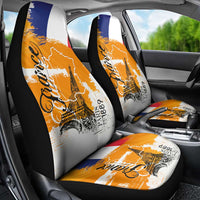 Bastille Day Car Seat Cover France Typography Art Grunge Style
