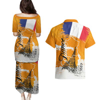 Bastille Day Couples Matching Puletasi and Hawaiian Shirt France Typography Art Grunge Style