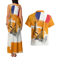 Bastille Day Couples Matching Tank Maxi Dress and Hawaiian Shirt France Typography Art Grunge Style