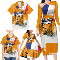 Bastille Day Family Matching Long Sleeve Bodycon Dress and Hawaiian Shirt France Typography Art Grunge Style