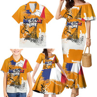 Bastille Day Family Matching Mermaid Dress and Hawaiian Shirt France Typography Art Grunge Style